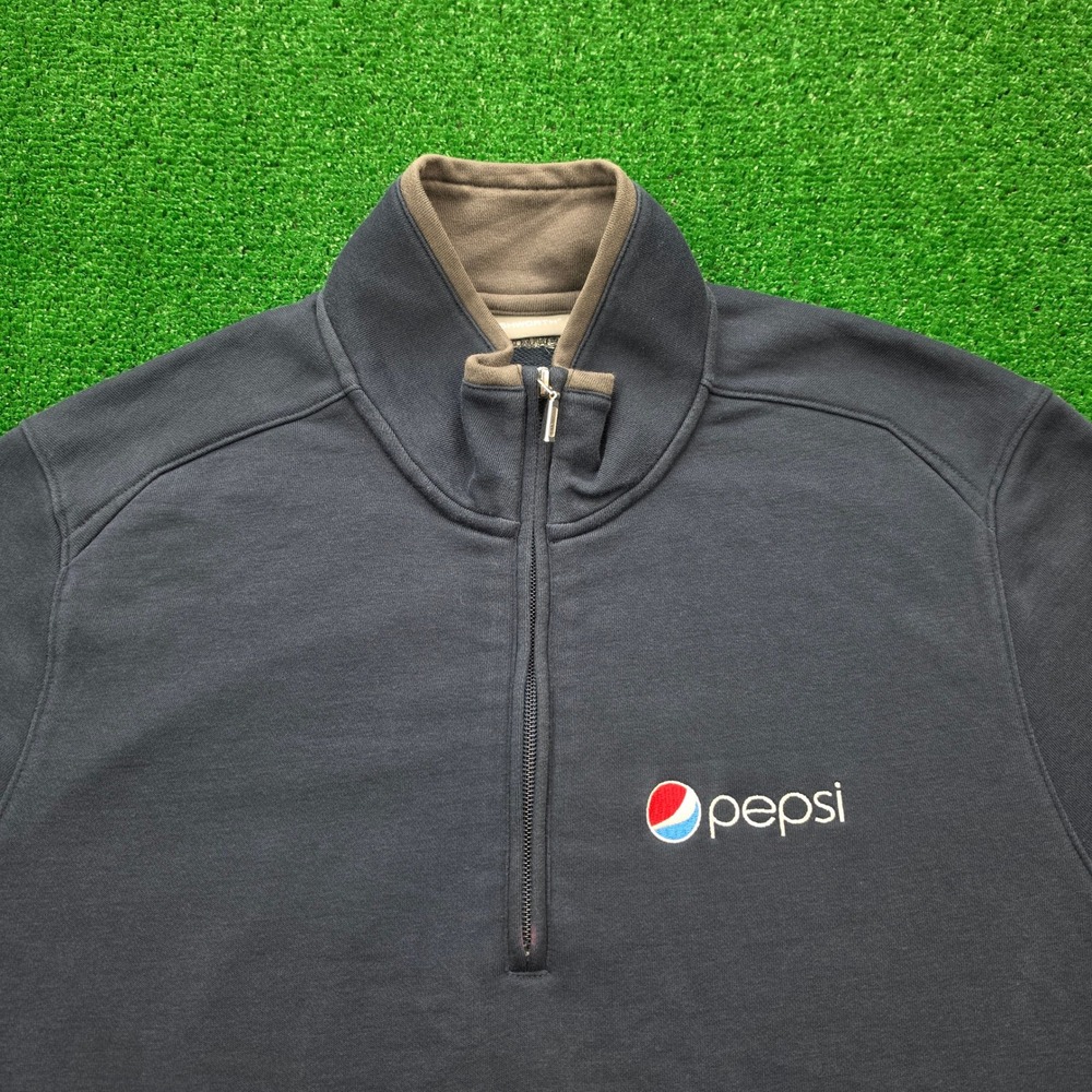 Pepsi Employee Quarter Zip Sweatshirt Mens XL Navy Pullover Uniform Work Wear - Picture 2 of 9